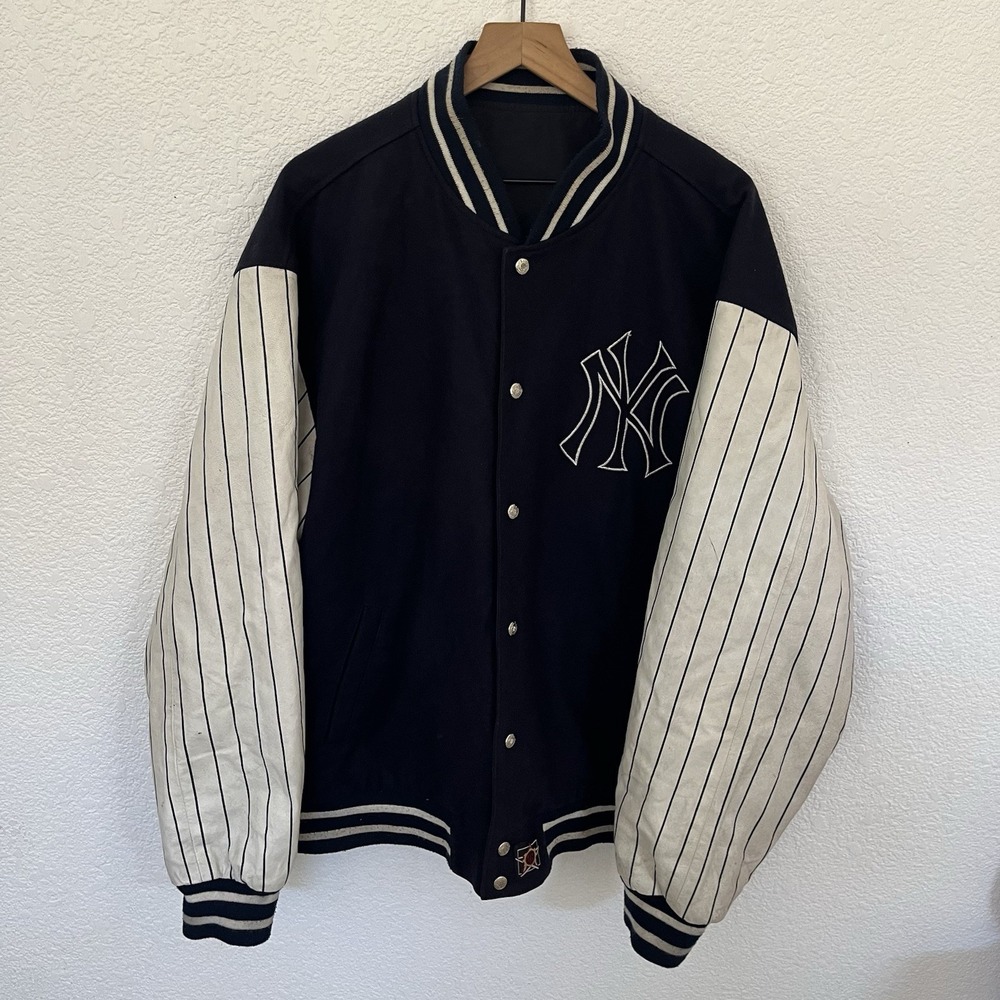 VINTAGE New York Yankees Mens Size 3XL JH Design Varsity Jacket MLB Wool Leather - Picture 1 of 16